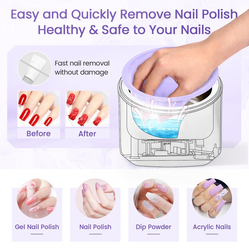 Yokilly Nail Soaking Bowl Heated: 50% Faster Nail Soak off Bowl for Women Nail Beginner - Electric Manicure Nail Bowl for Home Salonï¼ˆPurple) - Image 3