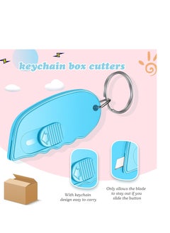 Excefore 12 Pack Mini Box Cutter Package Opener Retractable Utility Small Box Cutter Portable Mini Keychain Letter Opener Plastic Letter Opener Slide Open with Keychain Hole for Box Letter Envelope  - Image 2