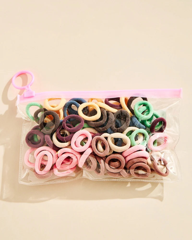 REDTAG Girls Assorted 100 Piece Hair Elastic Set
