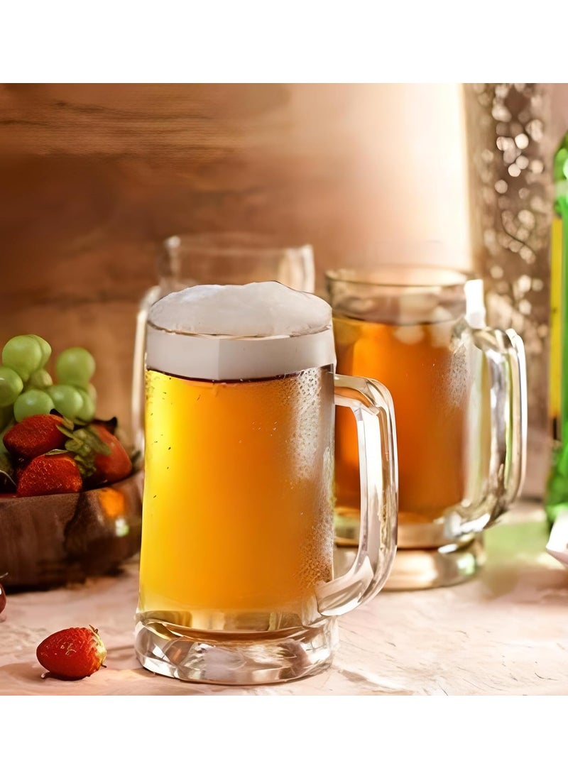 Mittal's Mittals Set of 4 Authentic Italian Premium Beer Mugs 500 ML Transparent Heavy Bottom Glass with Handle Ideal Gift for Beer Enthusiasts  - Image 2