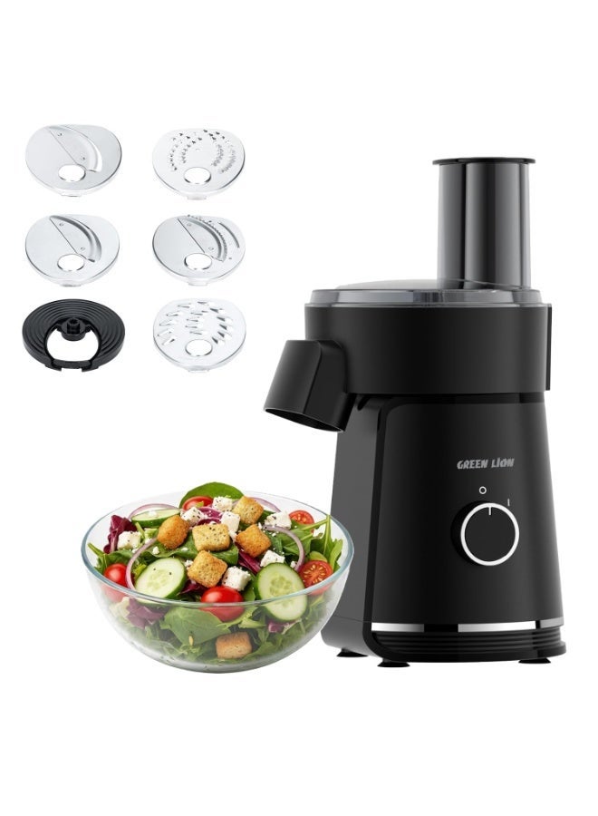 GREEN LION 6 in 1 Salad Maker, 200W Electric Precision Vegetable Slicer & Chopper with 6 Stainless Steel Blades, 900ml Capacity, Locked Lid Safety, and Food Grade Materials for Quick Healthy Bowl Prep - Black - Image 1