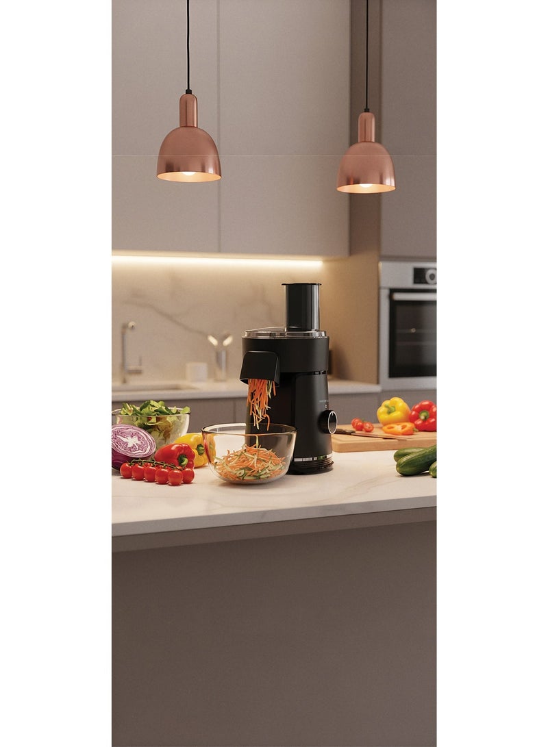 GREEN LION 6 in 1 Salad Maker, 200W Electric Precision Vegetable Slicer & Chopper with 6 Stainless Steel Blades, 900ml Capacity, Locked Lid Safety, and Food Grade Materials for Quick Healthy Bowl Prep - Black - Image 3