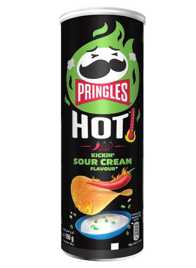 Pringles Hot Kickin' Sour Cream Chips 160g - Image 1