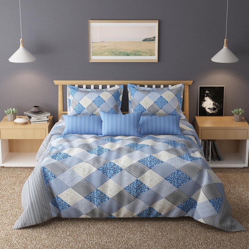 Laying Style Supersoft Glace Cotton Double Bed AC Comforter Set King Size Double Bed with 1 Flat Bedsheet with 2 Pillow Covers II 4 pc Bedding Set Comforter with Bedsheet - Image 1