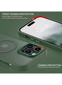 بنتوبين جراب BENTOBEN المغناطيسي لهاتف iPhone 14 Pro [متوافق مع Magsafe] جراب هاتف 14 Pro شفاف غير لامع نحيف مقاوم للصدمات للنساء والرجال والفتيات والأولاد جرابات واقية لهاتف iPhone 14 Pro 6.1 بوصة، أخضر غابي  - Image 5
