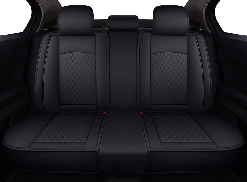 Aierxuan Leather Universal Car Seat Covers Split Bench 40/60 for Corolla Civic Hyundai Elantra Sentra Acura Altima Highlander Optima Mazda Chevy Ford Jeep(Rear Seat/Black) - Image 5