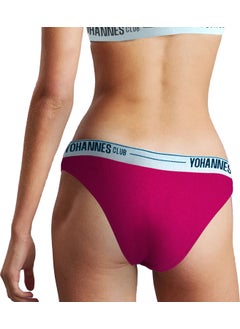 Yohannes Club Women's Elastic Band Cotton Slip Panties 3-Piece Pink Red Claret Red  - Image 3