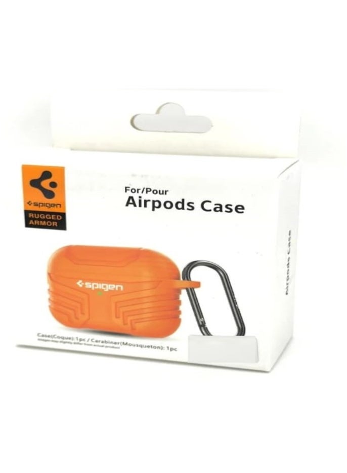 Spigen AirPods Pro 2 Silicone Protective Case with Carabiner Orange - Image 1