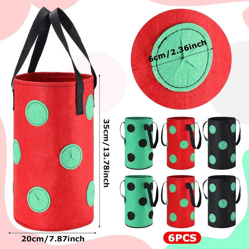 BOAO 6 Pieces 3 Gallon Tomato and Herb Planter Hanging Aeration Fabric Strawberry Grow Bags Hanging Strawberry Planter Upside Down Tomato Plant Hanger Vegetable Planting Bags for House(Green) - Image 2