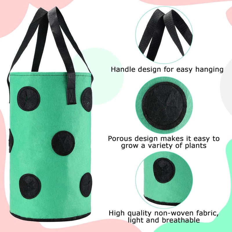 BOAO 6 Pieces 3 Gallon Tomato and Herb Planter Hanging Aeration Fabric Strawberry Grow Bags Hanging Strawberry Planter Upside Down Tomato Plant Hanger Vegetable Planting Bags for House(Green) - Image 3