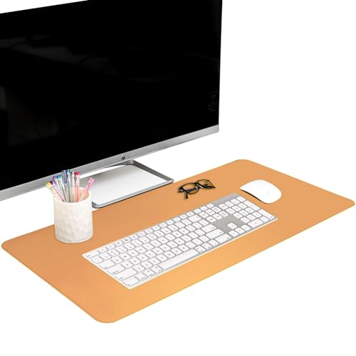 FTC PU Leather Desk Pad and Blotter, Non-Slip Flannelette Base (Camel 31.5 X 15.75), Stitched Mouse Pad for Office, Computer Gaming, Keyboard and Protector Writing Mat - Image 1