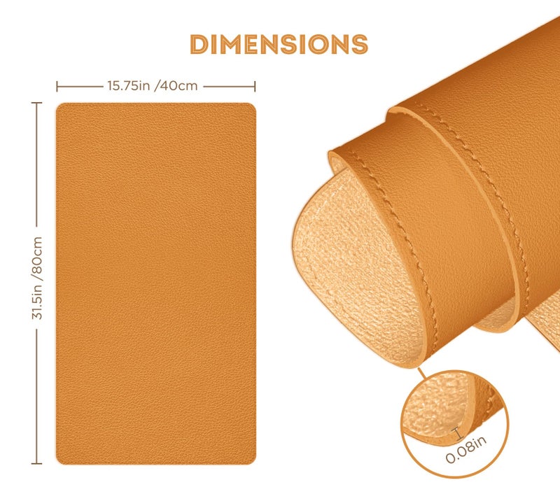FTC PU Leather Desk Pad and Blotter, Non-Slip Flannelette Base (Camel 31.5 X 15.75), Stitched Mouse Pad for Office, Computer Gaming, Keyboard and Protector Writing Mat - Image 4