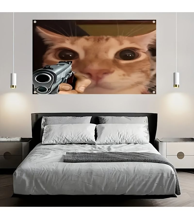 Whimsical Cat Flag 3x5ft Indoor Outdoor Decor Playful Orange Cat Design - Image 2