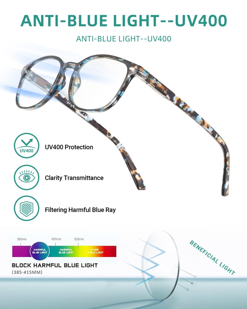 JOLISU 5 Pack Reading Glasses For Women,Blue Light Blocking Computer Reader Spring Hinge Eyeglasses (1.50) - Image 4