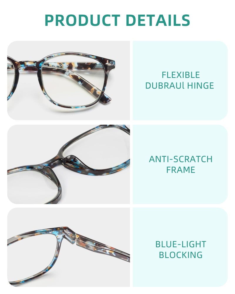 JOLISU 5 Pack Reading Glasses For Women,Blue Light Blocking Computer Reader Spring Hinge Eyeglasses (1.50) - Image 3