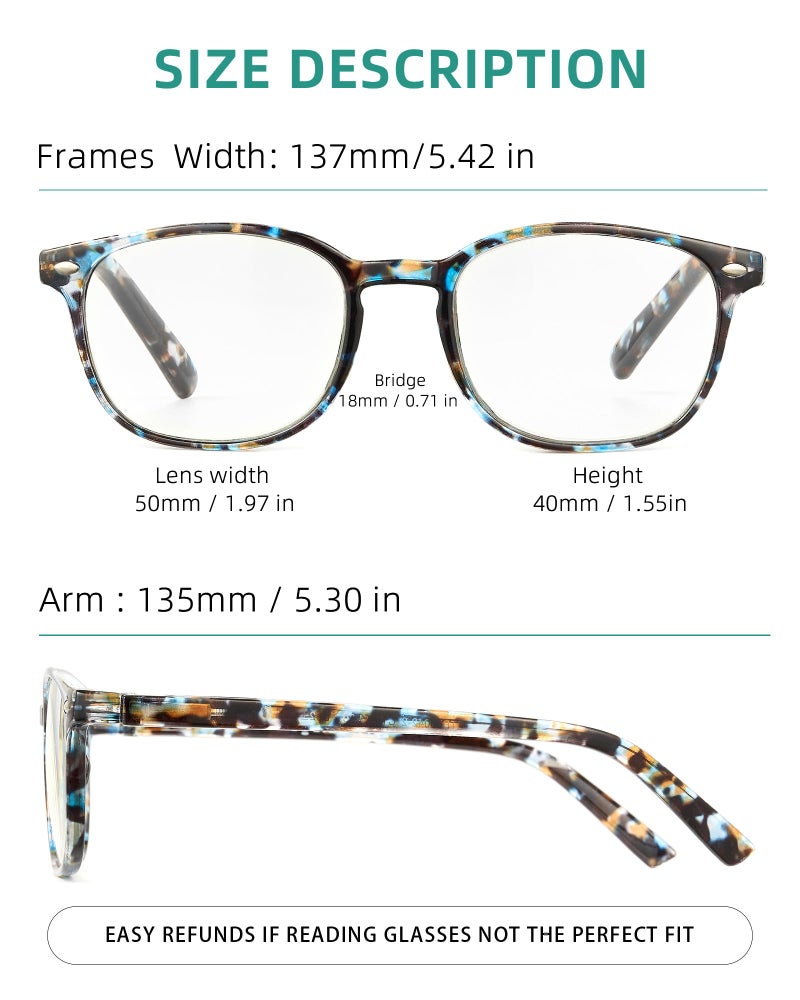 JOLISU 5 Pack Reading Glasses For Women,Blue Light Blocking Computer Reader Spring Hinge Eyeglasses (1.50) - Image 2