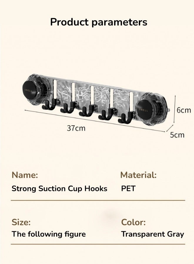Strong Suction Cup Hooks, No Punching Required Wall Shower Towel Hooks, Removeable Powerful Vacuum Suction Towel Hooks,  Transparent Durability Acrylic Bathroom Kitchen Hooks, For Bathrooms, Washrooms, Kitchens, Bathrooms (Grey, 37*5*6 CM) - Image 2