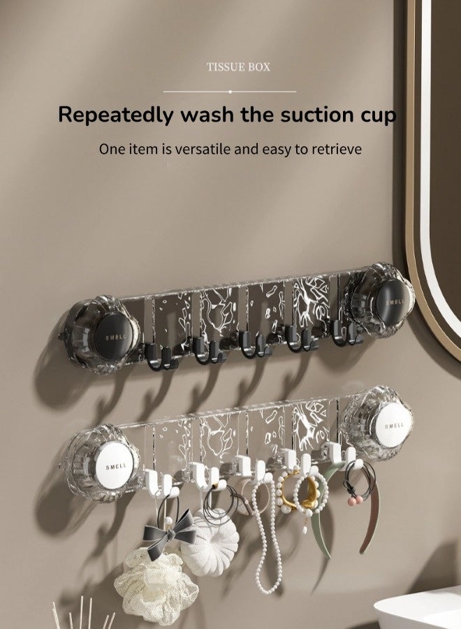 Strong Suction Cup Hooks, No Punching Required Wall Shower Towel Hooks, Removeable Powerful Vacuum Suction Towel Hooks,  Transparent Durability Acrylic Bathroom Kitchen Hooks, For Bathrooms, Washrooms, Kitchens, Bathrooms (Grey, 37*5*6 CM) - Image 3