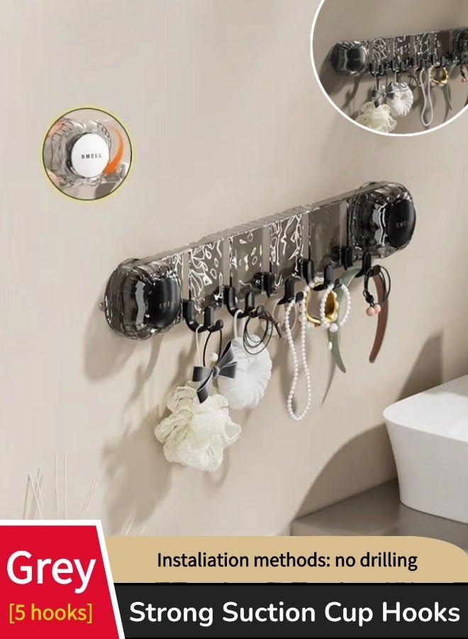 Strong Suction Cup Hooks, No Punching Required Wall Shower Towel Hooks, Removeable Powerful Vacuum Suction Towel Hooks,  Transparent Durability Acrylic Bathroom Kitchen Hooks, For Bathrooms, Washrooms, Kitchens, Bathrooms (Grey, 37*5*6 CM) - Image 1