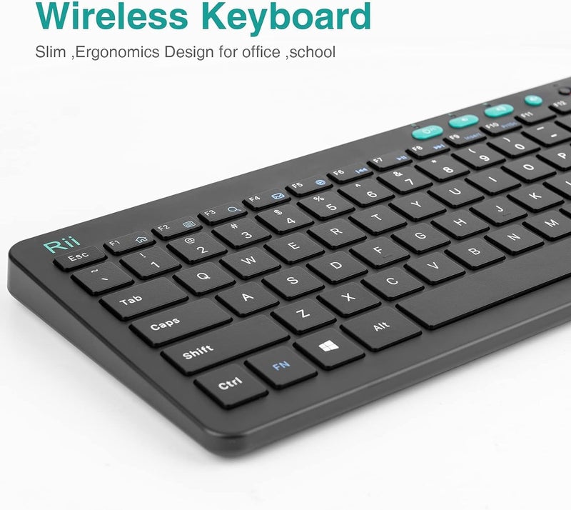 Rii RKM709 2.4 Gigahertz Ultra-Slim Wireless Keyboard and Mouse Combo, Multimedia Office Keyboard for PC, Laptop and Desktop,Business Office(Black)-New - Image 2