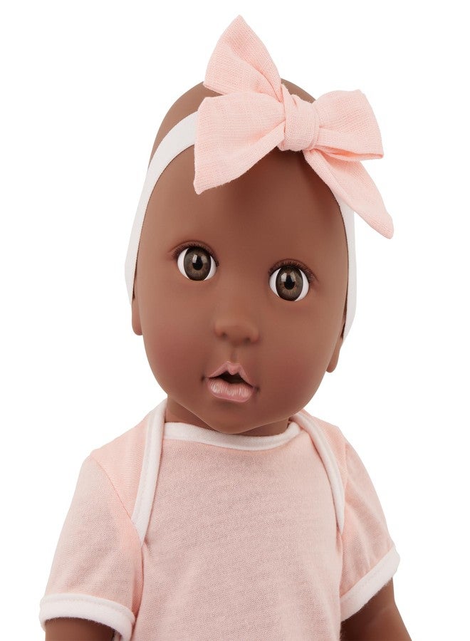 LullaBaby - 14-Inch Realistic Baby Doll - Floral Swaddle & Pink Bow Headband - Hazel Eyes & Warm Skintone - Pretend Play 2+ Years- Baby Doll & Floral Swaddle - Image 5