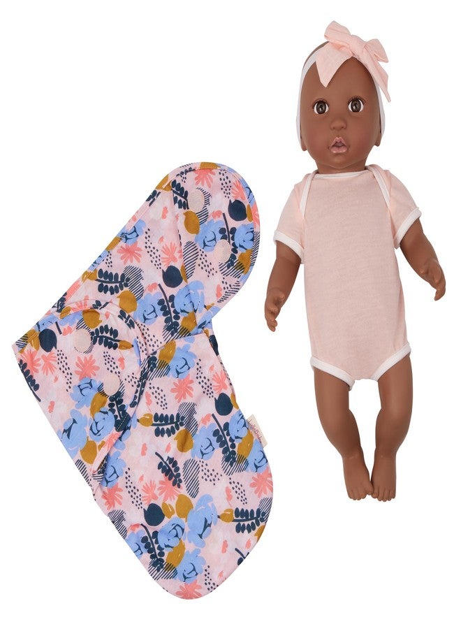 LullaBaby - 14-Inch Realistic Baby Doll - Floral Swaddle & Pink Bow Headband - Hazel Eyes & Warm Skintone - Pretend Play 2+ Years- Baby Doll & Floral Swaddle - Image 1