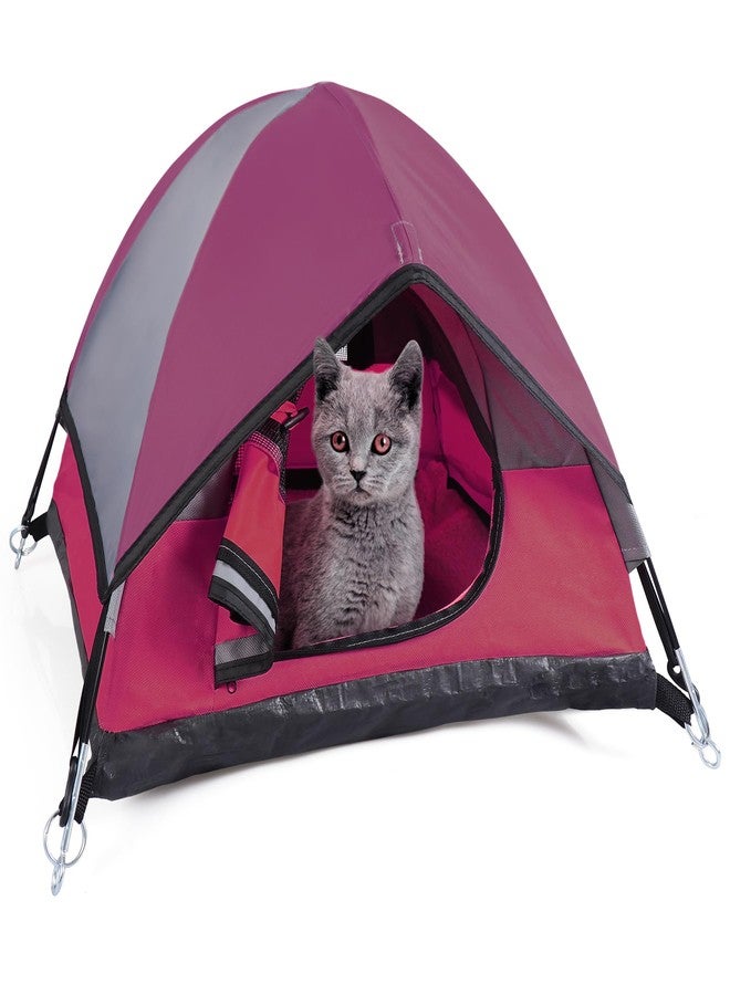 RESTCLOUD Cat Camping Tent, Cat Tent Bed, Pet Tent for Indoor Cat and Small Dog, Mini Tent (Red, 21 x 21 x 14 Inches) - Image 1