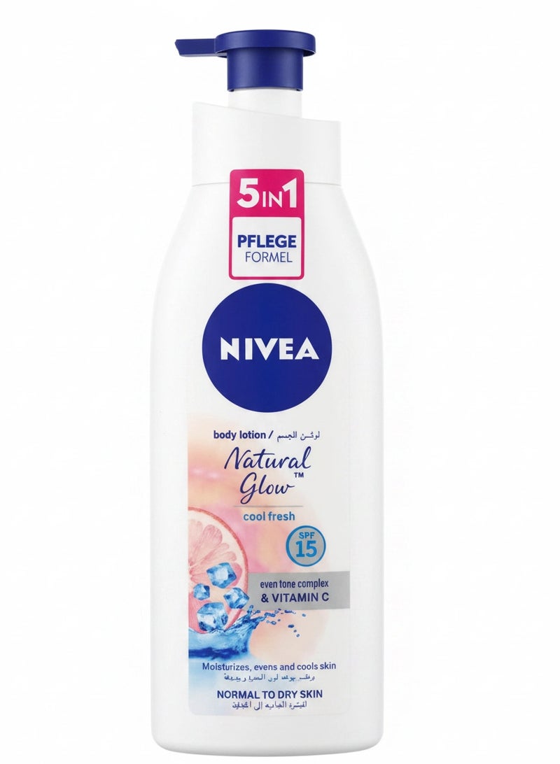 Nivea Natural Glow Body Lotion, SPF 15, Moisturizes & Evens Skin Tone, Normal to Dry Skin 400ml - Image 1
