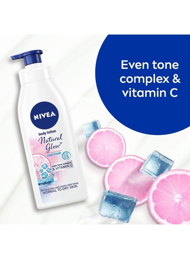 Nivea Natural Glow Body Lotion, SPF 15, Moisturizes & Evens Skin Tone, Normal to Dry Skin 400ml - Image 4