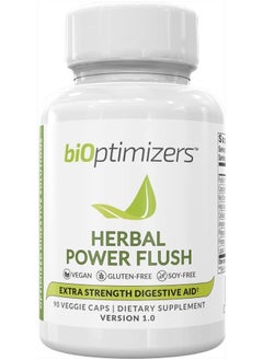 BiOptimizers Herbal Power Flush - Extra Strength Digestive Cleanse - Eliminate Toxins Improve Bowel Digestion - Bloating Discomfort Relief for Adults - 90 Capsules  - Image 1