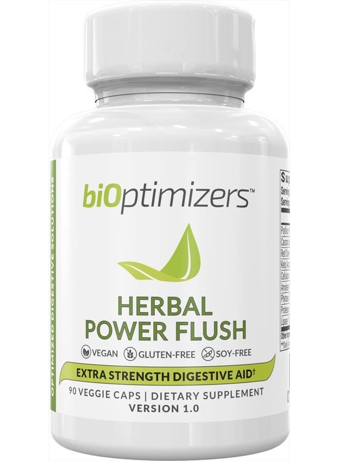 BiOptimizers Herbal Power Flush - Extra Strength Digestive Cleanse - Eliminate Toxins Improve Bowel Digestion - Bloating Discomfort Relief for Adults - 90 Capsules - Image 1