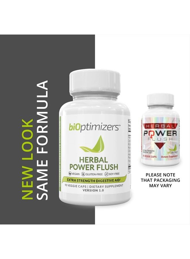 BiOptimizers Herbal Power Flush - Extra Strength Digestive Cleanse - Eliminate Toxins Improve Bowel Digestion - Bloating Discomfort Relief for Adults - 90 Capsules - Image 4