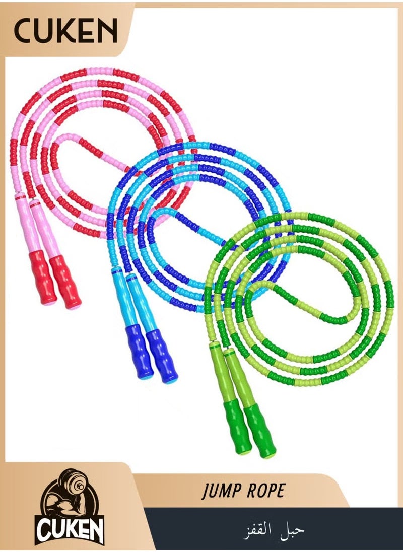 Cuken 3 Pcs Jump Rope Adjustable Length Tangle-Free Segmented Soft Beaded Skipping Rope, Fitness Jump Ropes for Kids, Man and Women Weight Loss  - Image 1