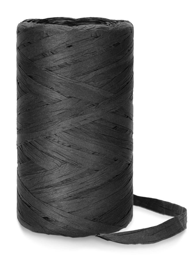 G2PLUS 218 Yards Raffia Paper Craft Ribbon, 1/4 Inch Wide Raffia Ribbon, Black Packing Paper String for Gift Wrapping, DIY Arts & Crafts, Halloween, Christmas Holiday Decor - Image 1