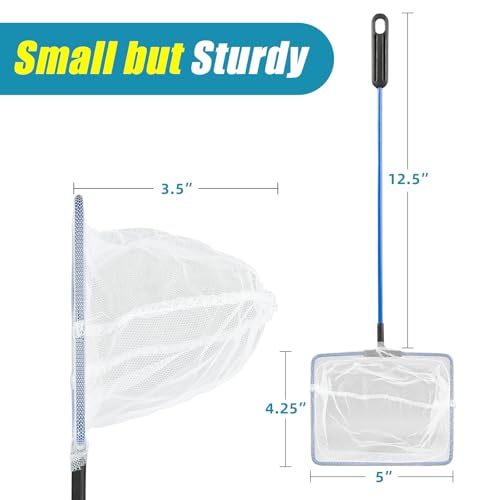 AQUANEAT Aquarium Fish Net, 5 inch Small Fish Tank Cleaning Net, Food Wastes Skimmer for Small Ponds and Pools - Image 2
