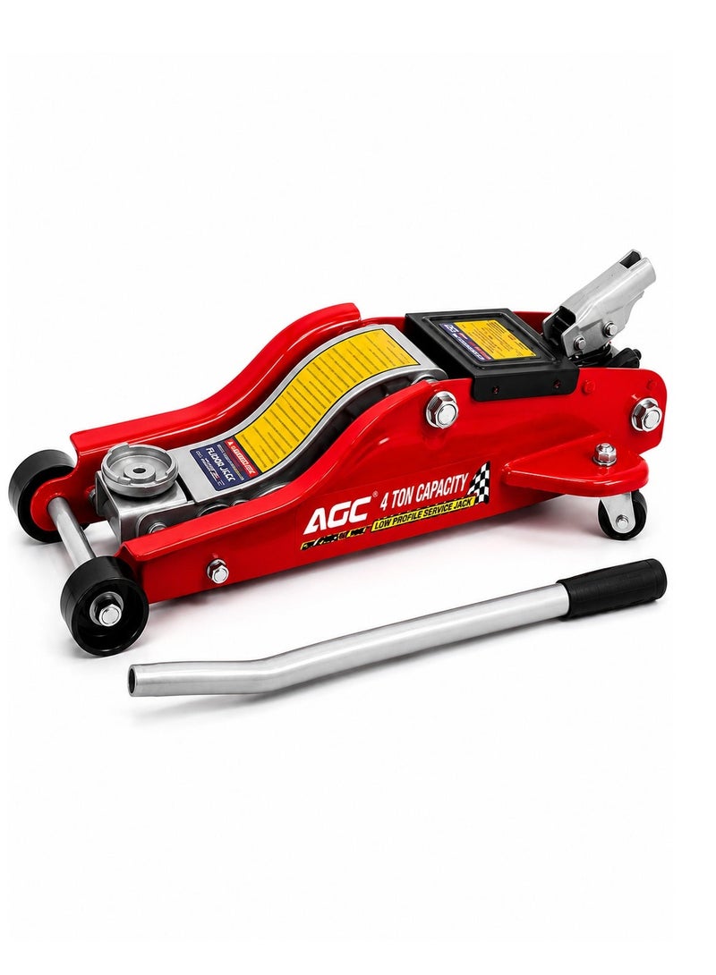 Agc 4 Ton Hydraulic Floor Jack Heavy Duty Low Profile Trolley Car Jack with Long Handle, Steel Garage Vehicle Lifting Jack, Portable Automotive Repair Maintenance Tool with Wheels & Carry Storage Case - Image 2