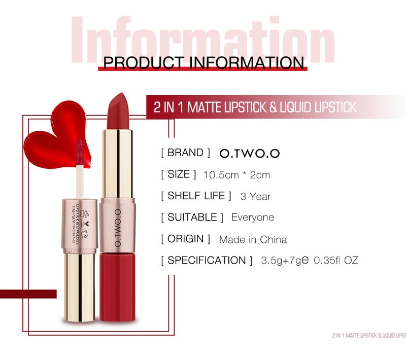 O.TWO.O 2IN1 Matte Lipstick & Liquid - RGLL 12 3,5GM - Image 5