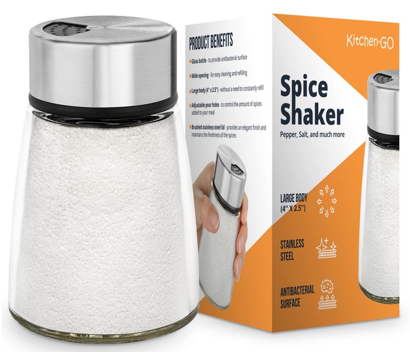 Kitchen & Go Salt Shaker or Pepper Shaker with Adjustable Pour Holes - Stainless Steel Spice Dispenser - Perfect for Pink Himalayan, Table Salt, Black and White Pepper - Image 2