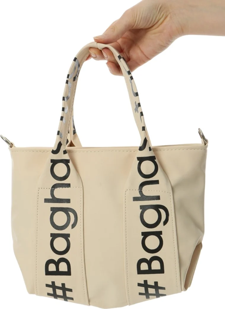 باجهاشتاج Cream Mini Waterproof Handle Written Tote Bag