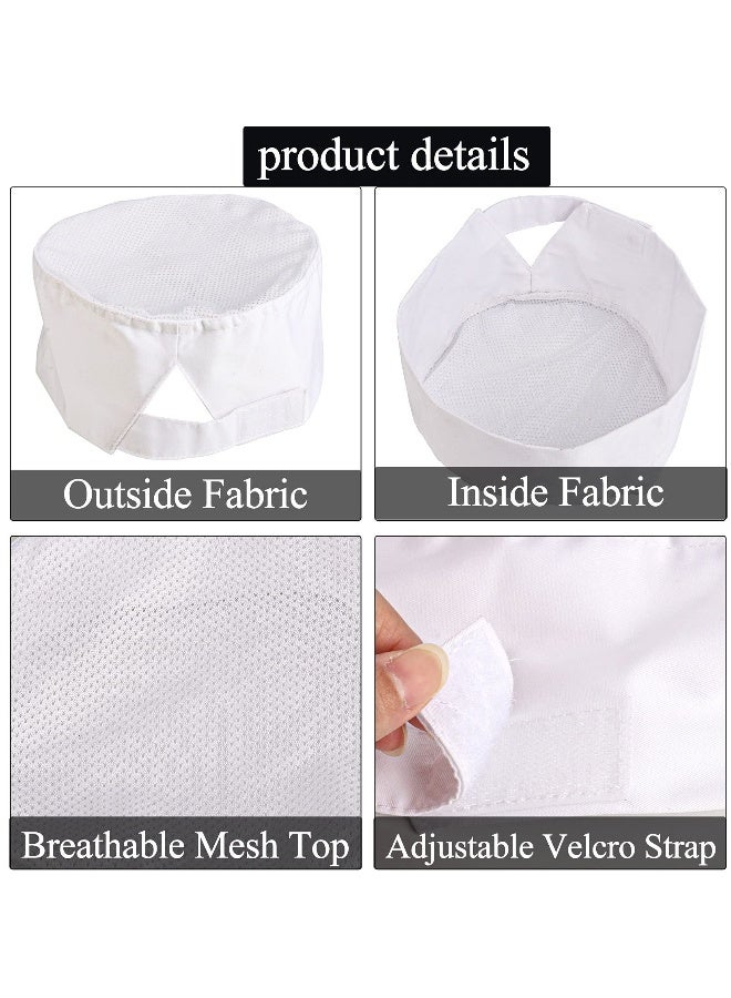4 Pcs Adjustable Unisex Chef Hats with Breathable Mesh Top for Cooking White Color - Image 3