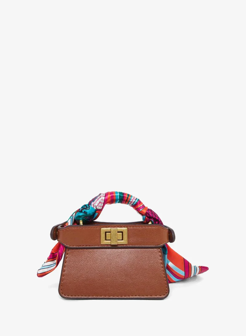 Styli Styli Brown Satchel Bag with Scarf Detail