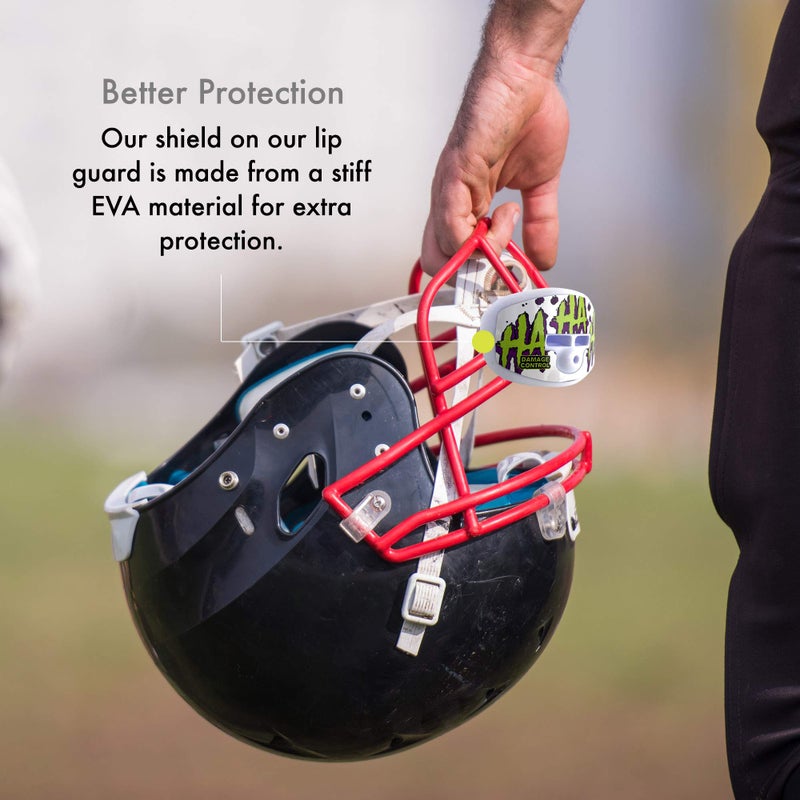 DAMAGE CONTROL Pacifier Mouthpiece â€“ Football Mouthguard with Helmet Strap, Protects Teeth, Jaw & Mouth â€“ Mouth Piece for Sports, No Boiling, Allows Airflow â€“ Gear for Adults & Youth (HA HA HA) - Image 4