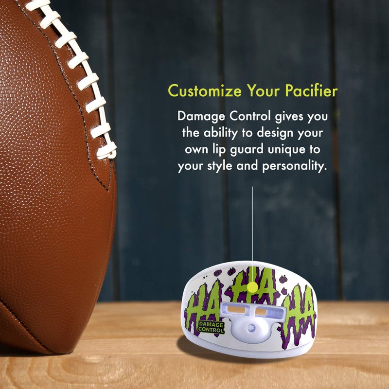 DAMAGE CONTROL Pacifier Mouthpiece â€“ Football Mouthguard with Helmet Strap, Protects Teeth, Jaw & Mouth â€“ Mouth Piece for Sports, No Boiling, Allows Airflow â€“ Gear for Adults & Youth (HA HA HA) - Image 5