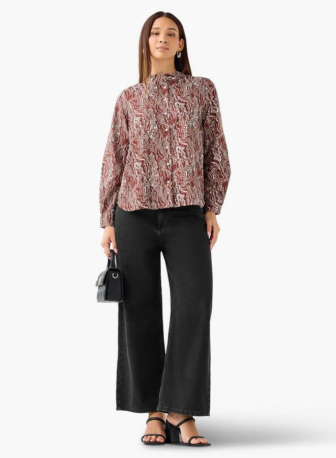 Splash FAV Regular Fit Printed Shirt with Mandarin Collar