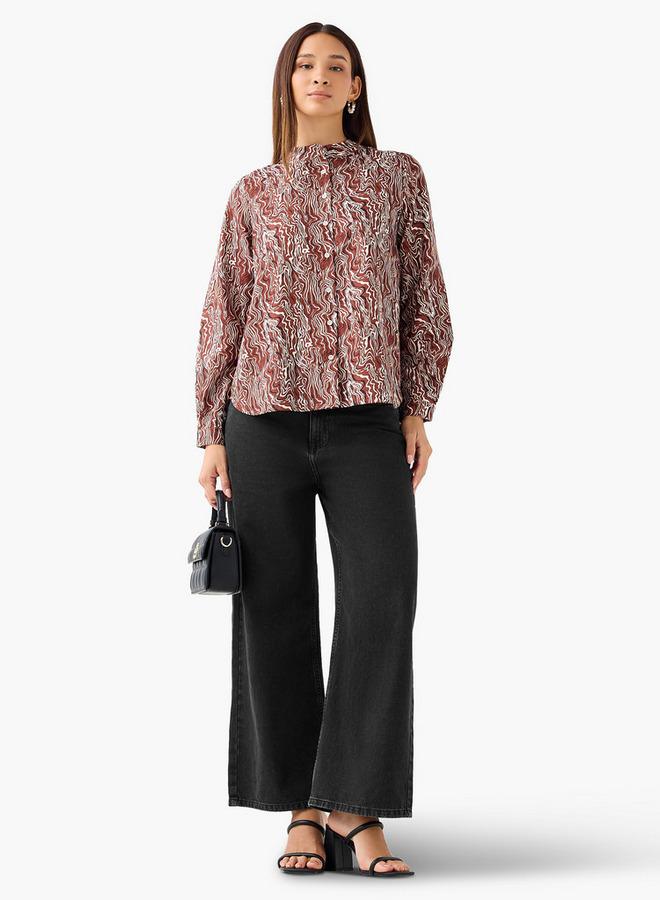 Splash FAV Regular Fit Printed Shirt with Mandarin Collar - Image 2