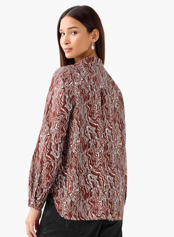Splash FAV Regular Fit Printed Shirt with Mandarin Collar - Image 3