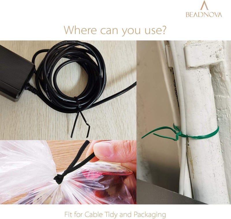 BEADNOVA Garden Wire 164 Feet 50m Garbage Ties Multipurpose Wire Twist Ties Heavy Duty Plastic Coated Bread Ties Wire Plant Twist Ties Bag Ties for Home Office and Garden - Image 5