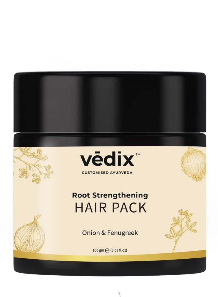 Vedix Hair Pack for Hair Growth with Onion + Methi Powder, Customized Ayurvedic Root Strengthening Hair Pack Powder, Hair Mask for Stronger Hair & Thicker Hair - 100gms - Image 1