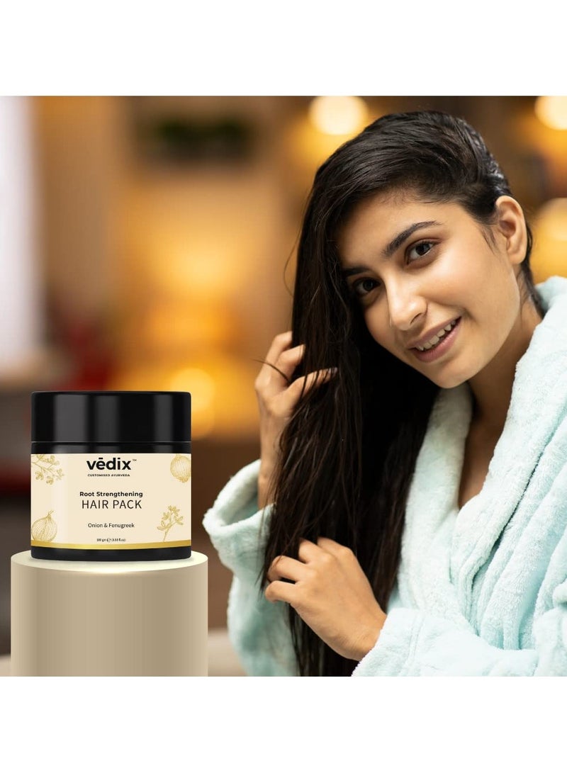 Vedix Hair Pack for Hair Growth with Onion + Methi Powder, Customized Ayurvedic Root Strengthening Hair Pack Powder, Hair Mask for Stronger Hair & Thicker Hair - 100gms - Image 4