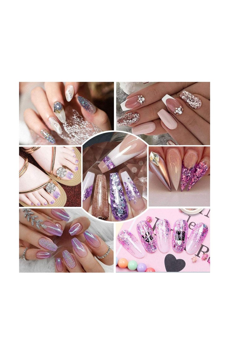 NIBEMINENT Beauty Nail Glitter Powder, Decoration 3D Mixed Holographic Multi Purpose Arts & Crafts Body Cosmetic Powder for Crafting, Card Making, Scrapbooking, Party, Face, Eyes, Body, Hair, - Image 3